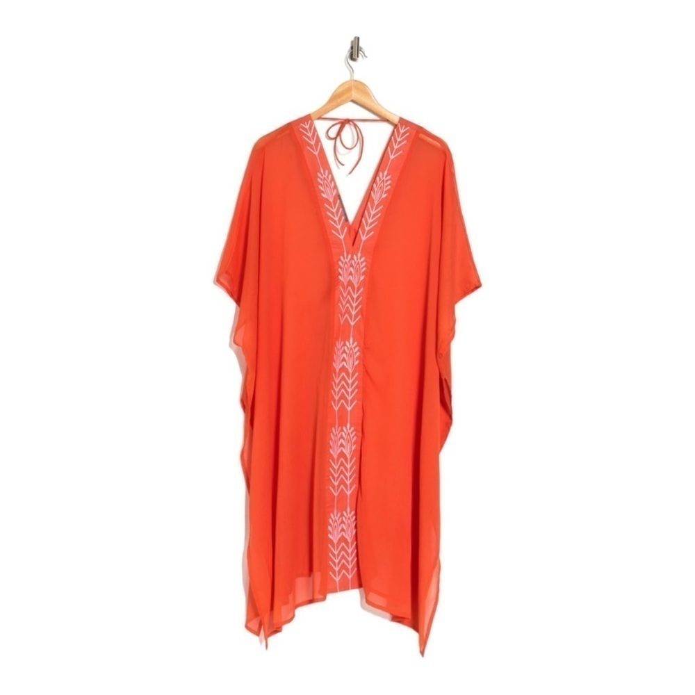 Vince Camuto Embroidered Duster in Coral Orange NWT